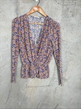 Ramy Brook Floral V-Neck Long Sleeve Top -